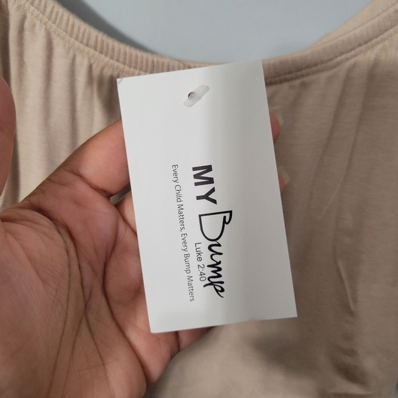 My Bump Beige Off The Shoulder Ruffle Maxi Dress NWT - Picture 7 of 11